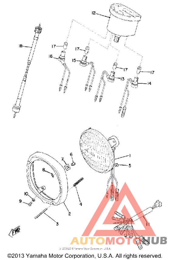 Head lamp speedometer