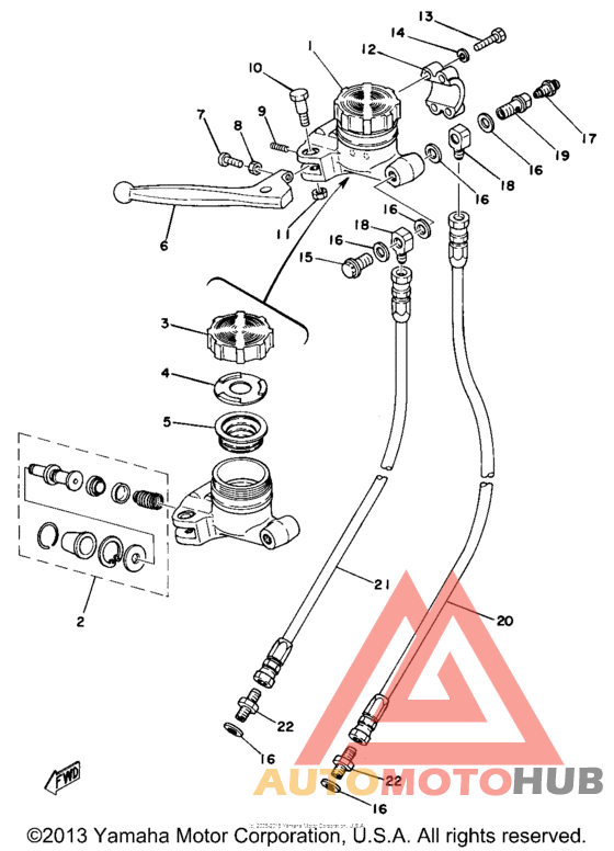 Front master cylinder - brake hose