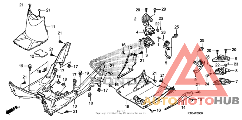 Floor panel + pillion step