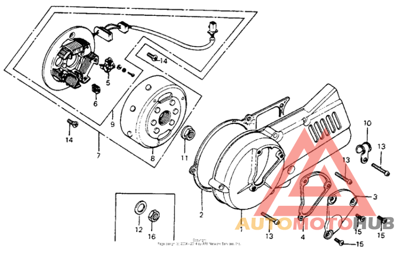 Left crankcase cover + alternator
