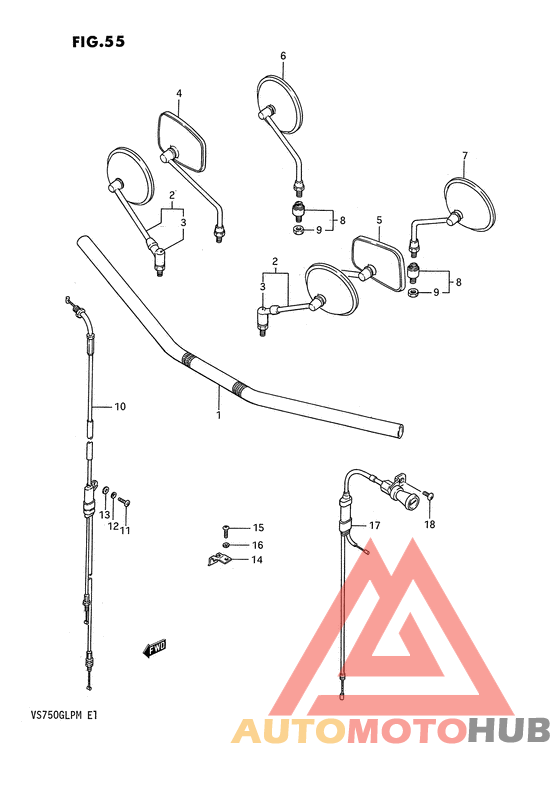 Handlebar - control cable