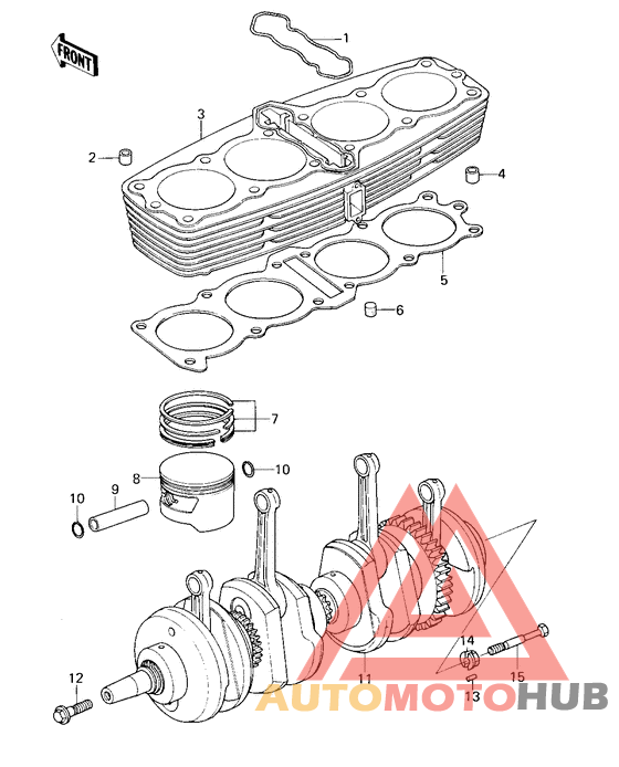 Cylinder/pistons/crankshaft