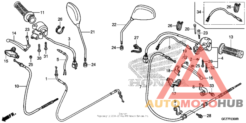 Handle lever + switch + cable