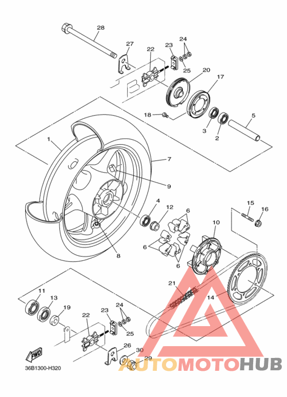 Rear wheel complete assy