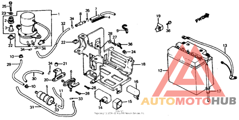 Battery + fuel pump 84
