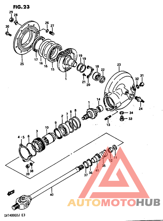 Propeller shaft-final drive gear