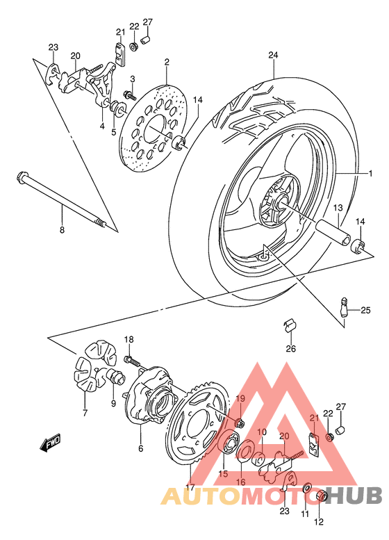 Rear wheel complete assy