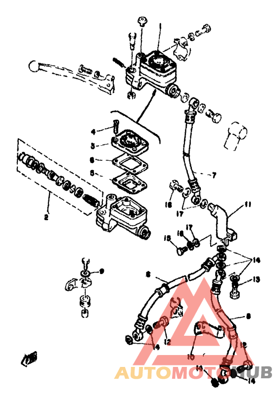Master cylinder. brake hose
