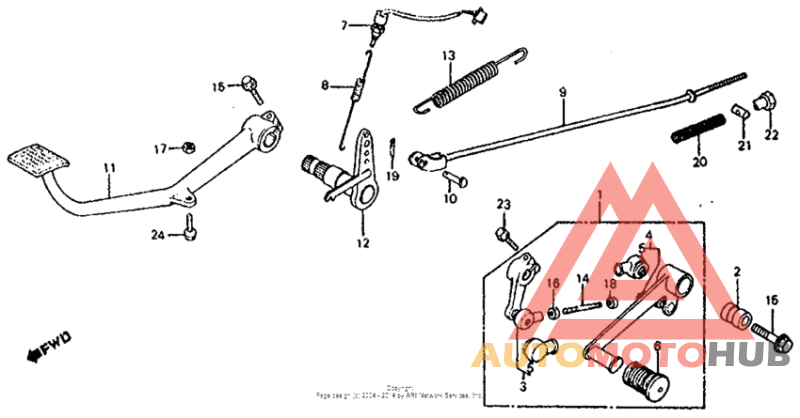 Brake pedal + shift pedal