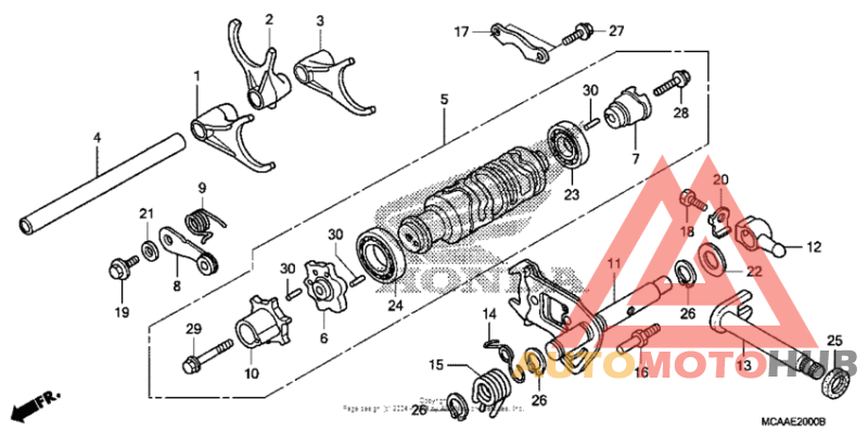 Shift drum + shift fork
