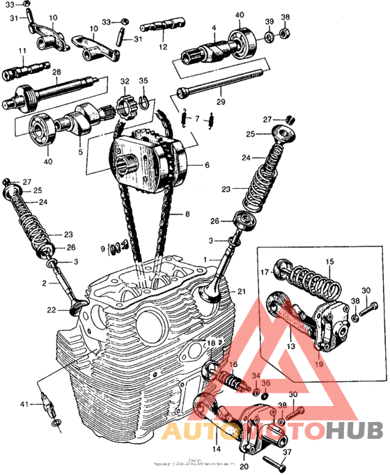 Camshaft + valve + cam chain