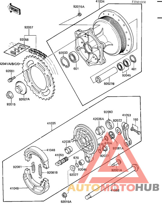 Rear hub/brake/chain