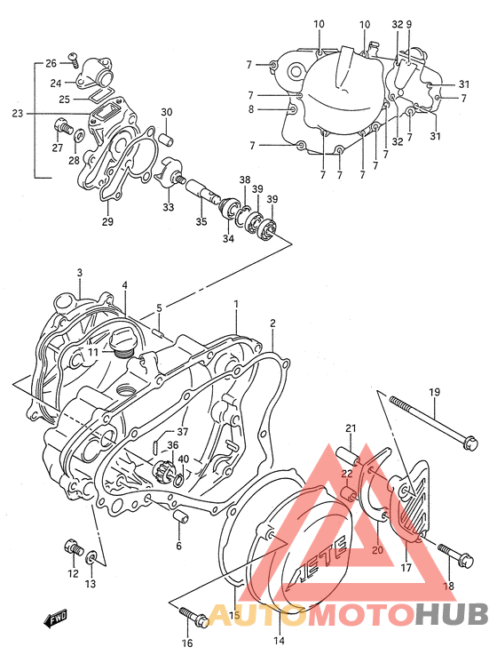 Crankcase cover- water pump
