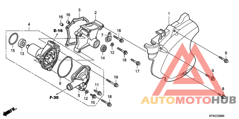 Left crankcase cover/wate r pump