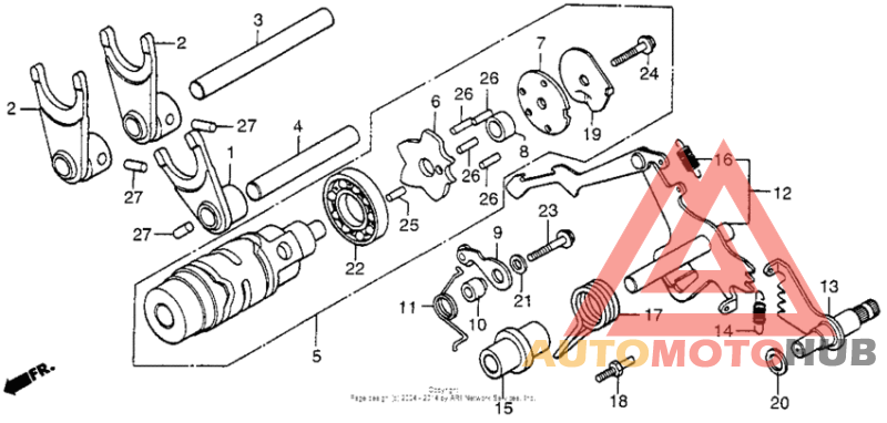 Shift drum + shift fork
