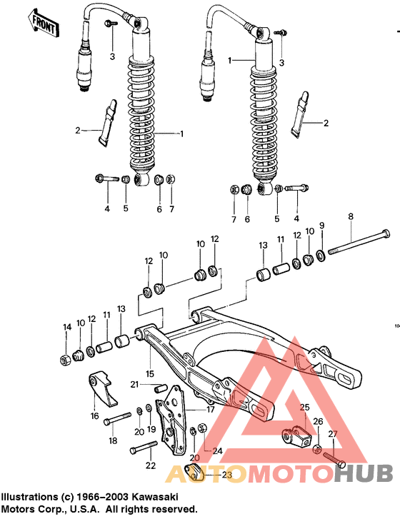 Swing arm/shock absorbers