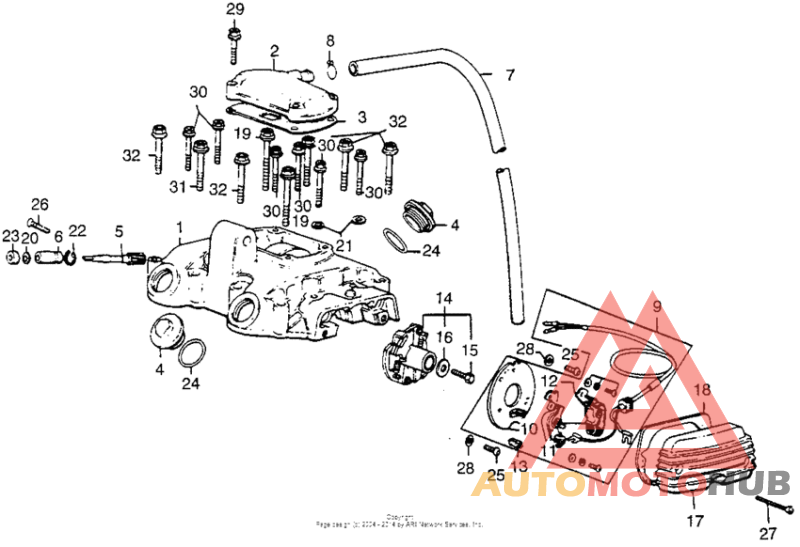Cylinder head cover + points + advancer