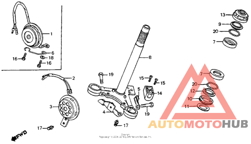 Steering stem + horn