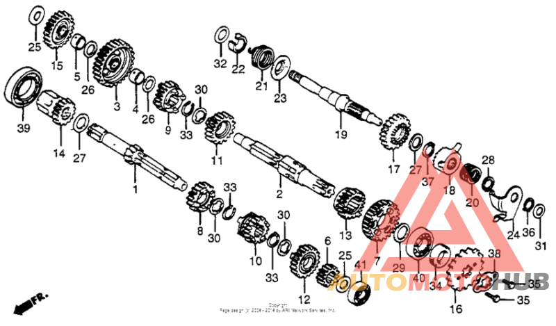 Transmission + kick starter spindle