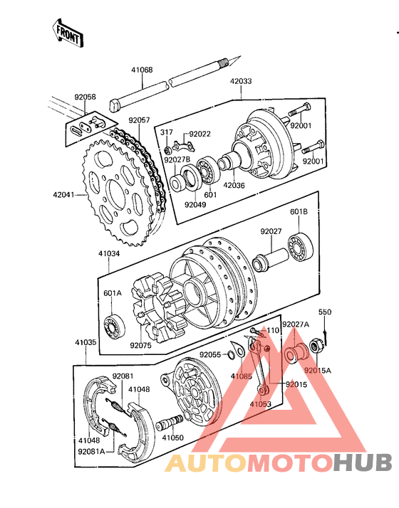 Rear hub/brake/chain
