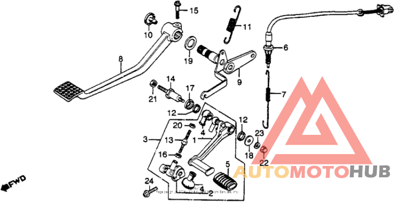 Brake pedal + shift pedal