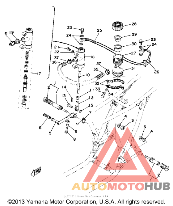 Brake pedal - master cylinder