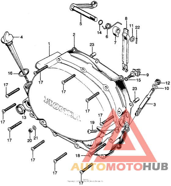 Right crankcase cover + clutch lever