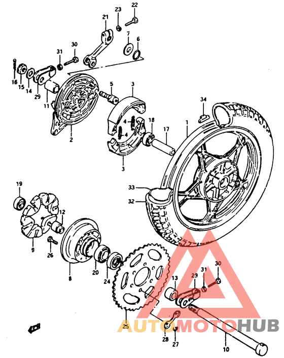 Rear wheel complete assy