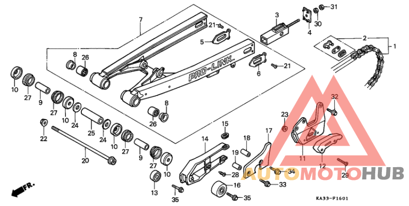 Rear fork/drive chain