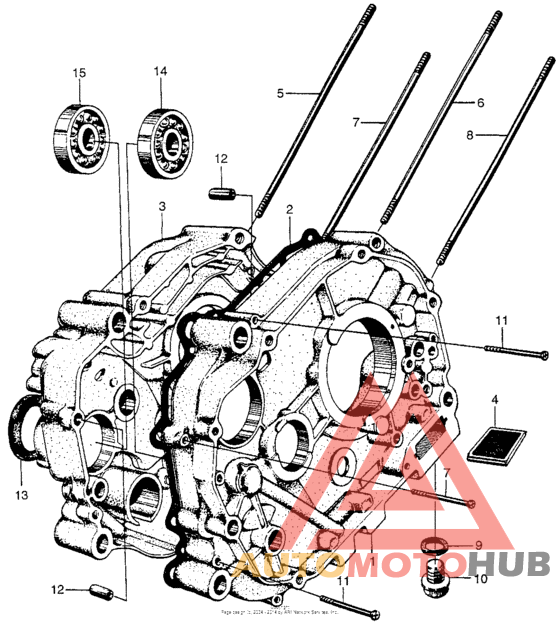 Crankcase + cylinder stud