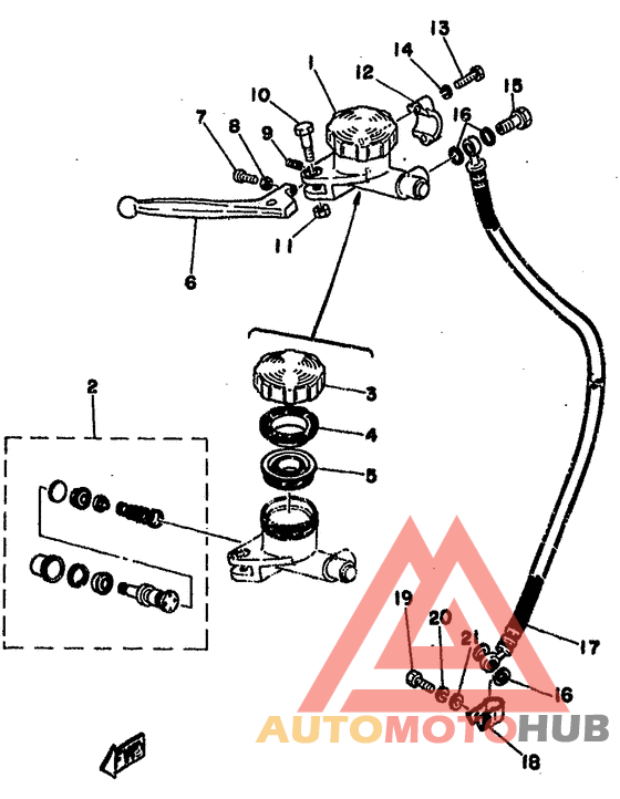 Master cylinder. brake hose