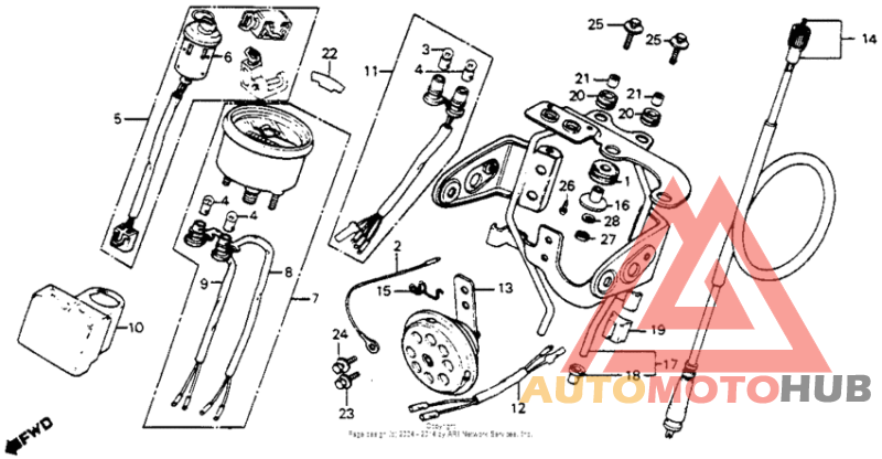 Speedometer + horn + key set 80-82