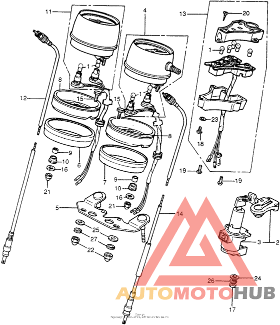 Speedometer + tachometer + combination switch