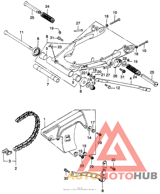 Swingarm + drive chain k1-k2