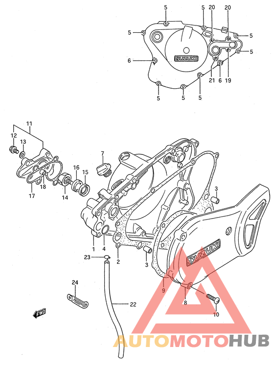 Crankcase cover - water pump