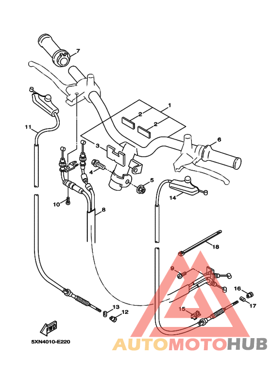 Рулевой рычаг и кабель