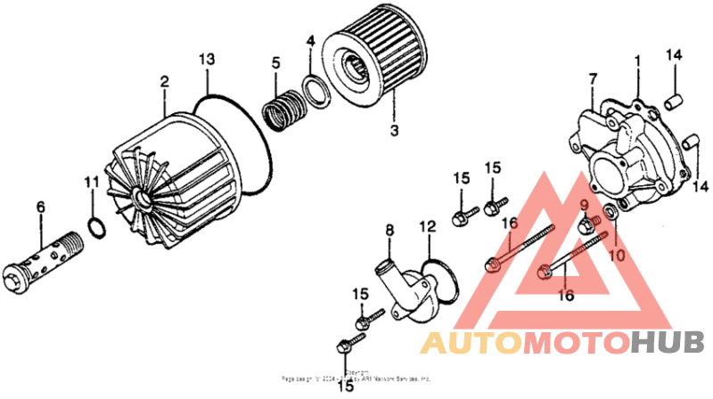 Oil filter + water pump cover