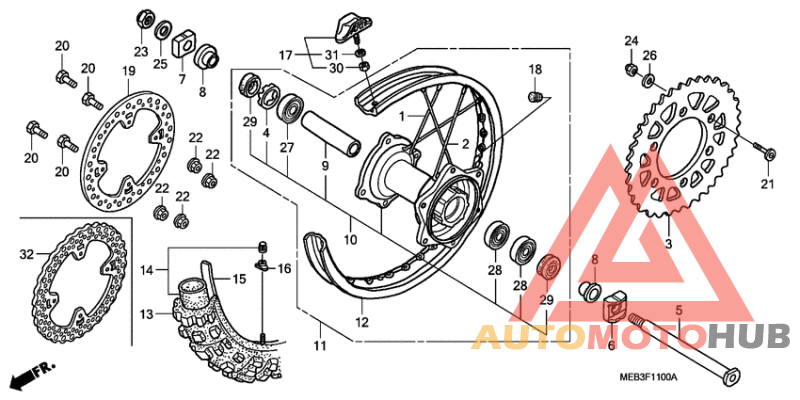 Rear wheel complete assy