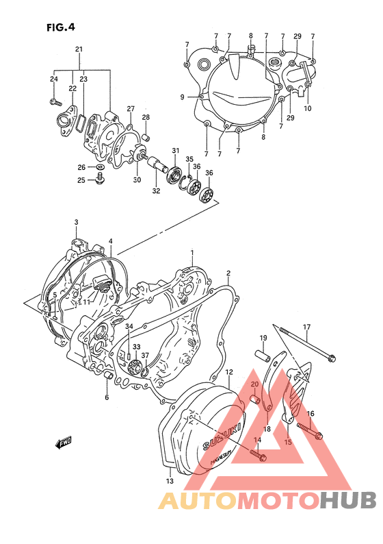 Crankcase cover- water pump