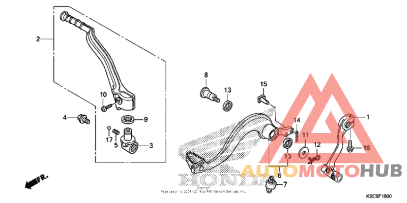 Pedal + kick starter arm