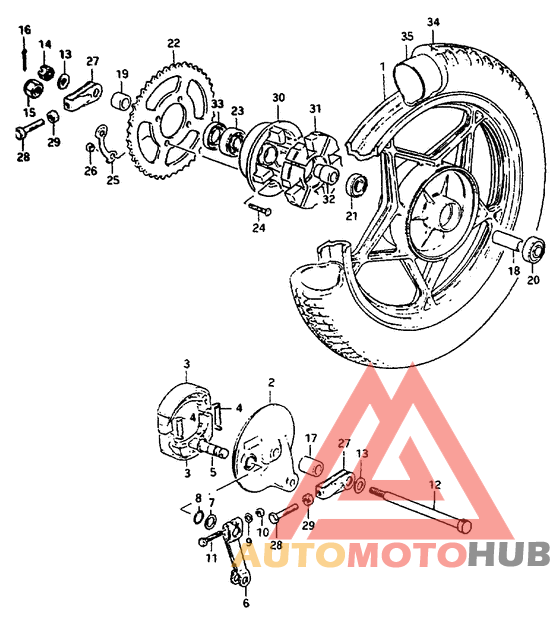 Rear wheel complete assy