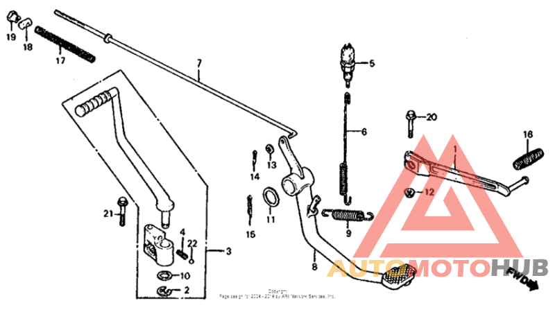 Pedal + kick starter arm