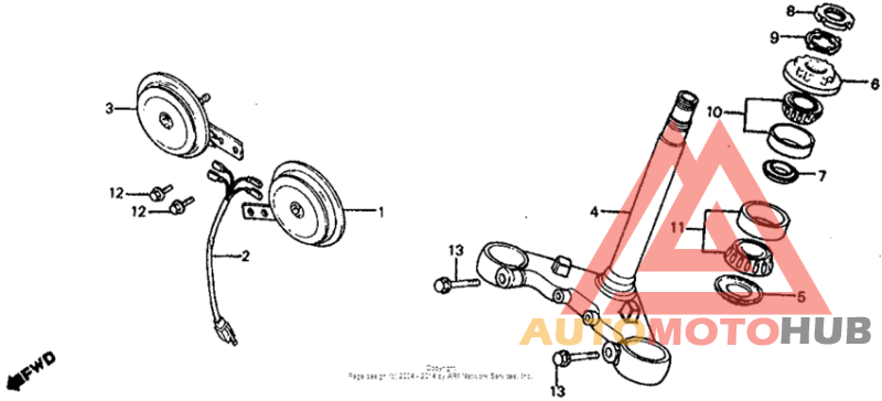 Steering stem + horn