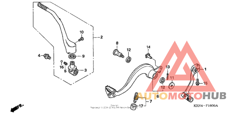 Pedal + kick starter arm