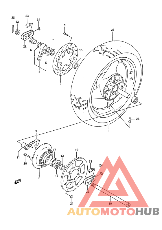 Rear wheel complete assy