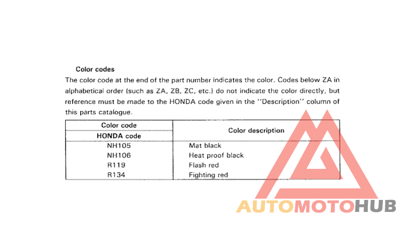 *Color code
