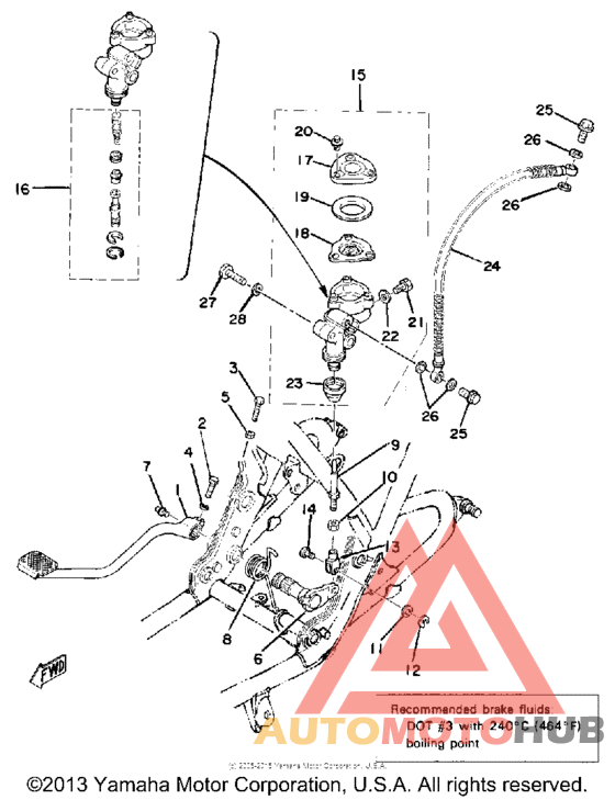 Brake pedal - master cylinder