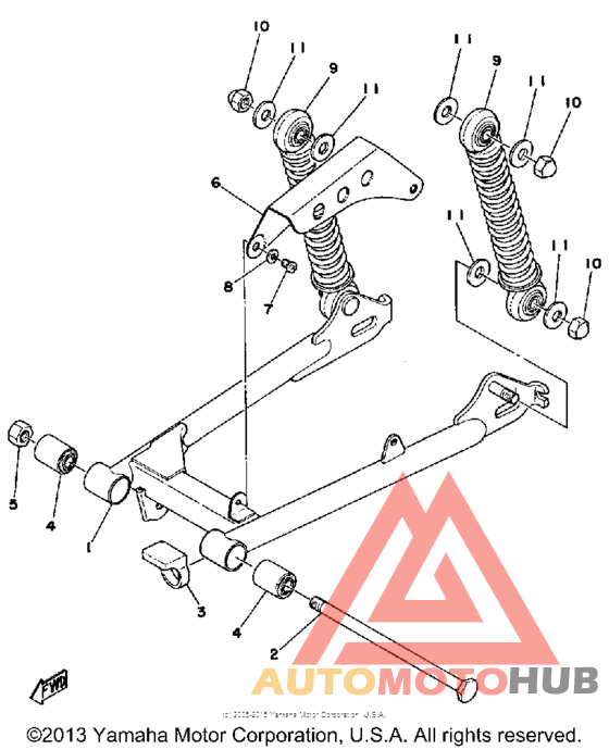 Rear arm - rear cushion - chain case