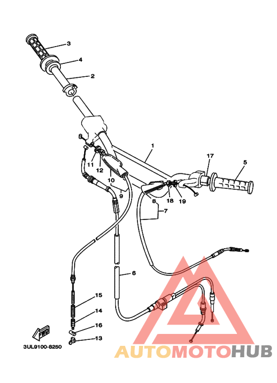 Рулевой рычаг и кабель
