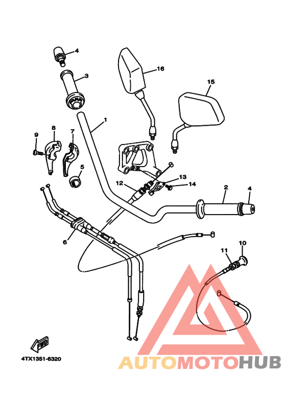 Рулевой рычаг и кабель